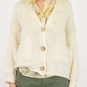Haveone - Cardigan tre bottoni in filato leggero con taschini laterali