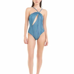 Costume intero Cotazur in lurex rigato