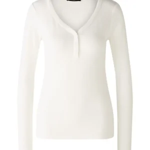 T-shirt a coste con bottoncini modello serafino