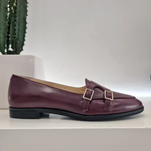 B Rock mocassino doppia fibbia bordeaux