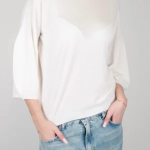 Kontatto - Maglia girocollo con manica a tre quarti a palloncino