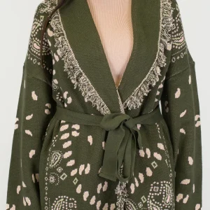 Tensione in - Cardigan fantasia bandana con frange