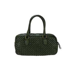 Borsa bauletto in vera pelle intrecciata