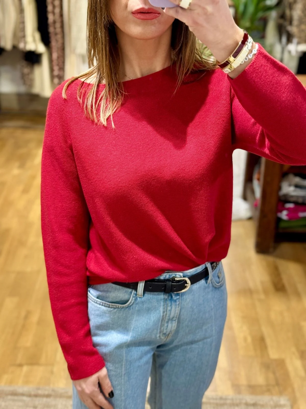 Maglia girocollo rossa - immagine 3