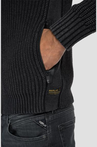 Cardigan con zip in puro cotone - immagine 7