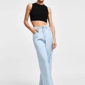 Dixie - Jeans palazzo lavaggio chiaro sfrangiato sotto