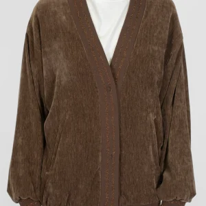 Dixie - Cardigan over con profili elastici e tasche laterali