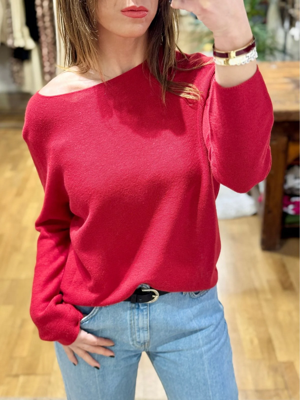 Maglia girocollo rossa - immagine 4