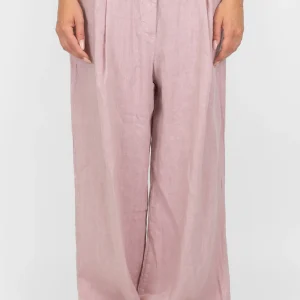 Tensione in - Pantalone palazzo con pinces 100% lino