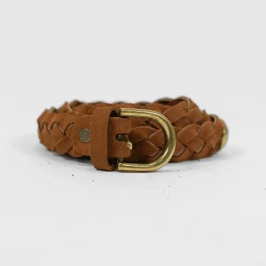 Haveone - Cintura in pelle intrecciata scamosciata con fibbia in acciaio e applicazioni