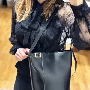 Secchiello in vera pelle nero
