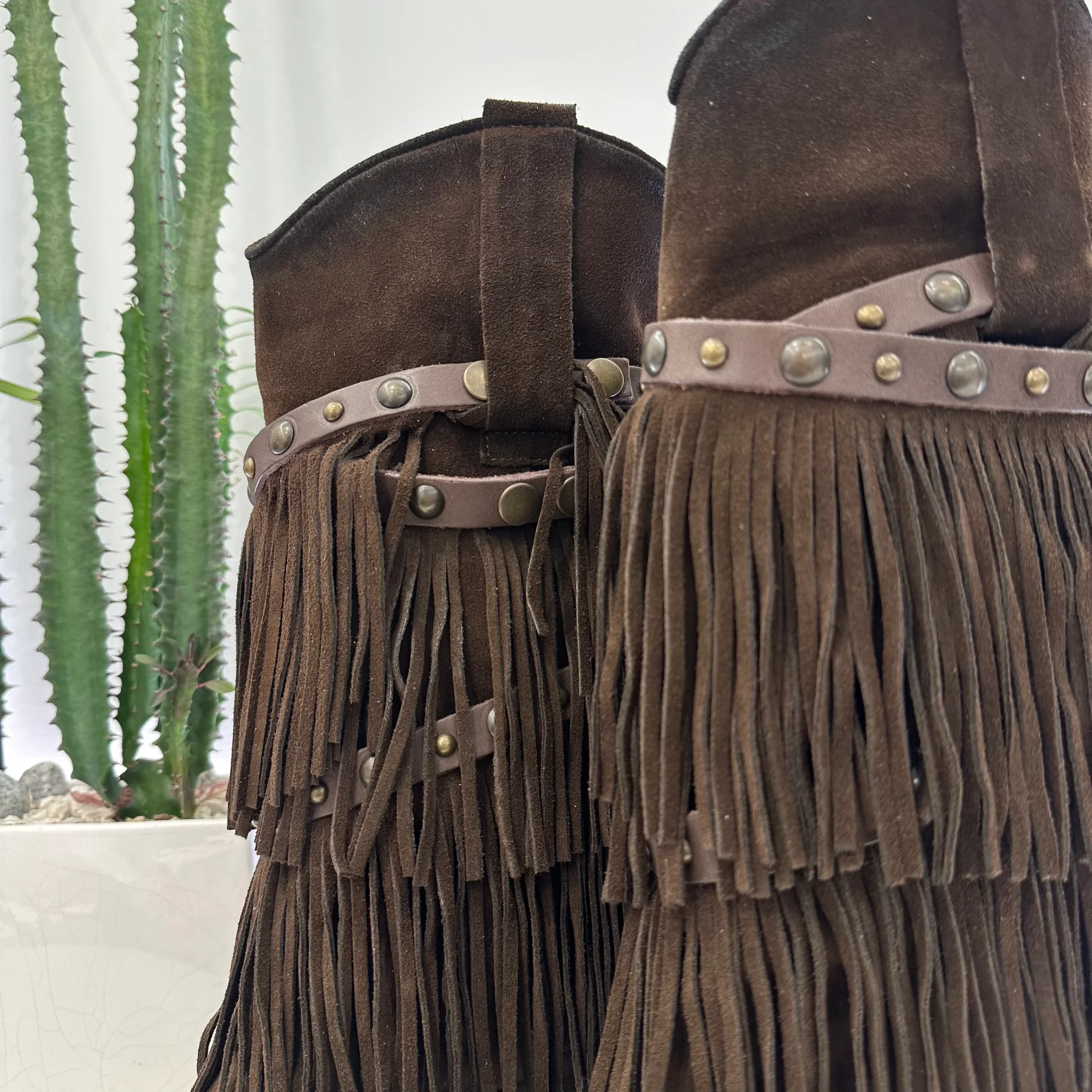 METISSE stivaletto texano FRANGE SUEDE T. DI MORO tacco 70 - immagine 4