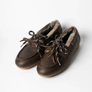 Ovyé - Mocassino in pelle ingrassata con pelliccia interna