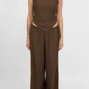 Tensione in - Coordinato in misto lino con allaccio sul retro e pantalone palazzo con elastico in vita