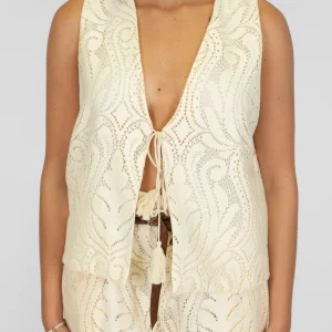Tensione in - Gilet in pizzo con laccetti