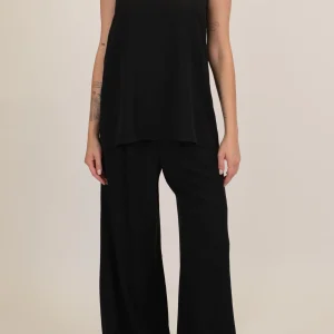 Tensione in - Coordinato in misto lino con top a fascia e pantalone palazzo con elastico sul retro