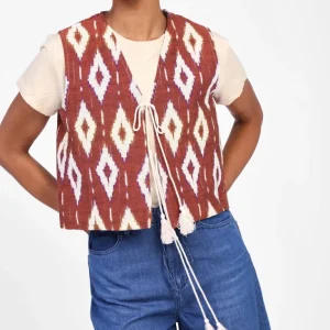 Dixie - GIlet fantasia geometrica chiusura con lacetti