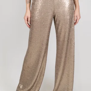Haveone - Pantalone palazzo paillettes con elastico in vita