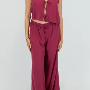 Haveone - Coordinato Gilet con lacci e pantalone palazzo in cupro