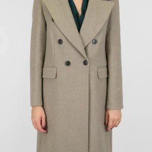 Maryley - Cappotto lungo doppiopetto con rever a lancia