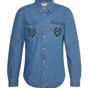 CAMICIA DENIM CON RICAMO - TOOCO